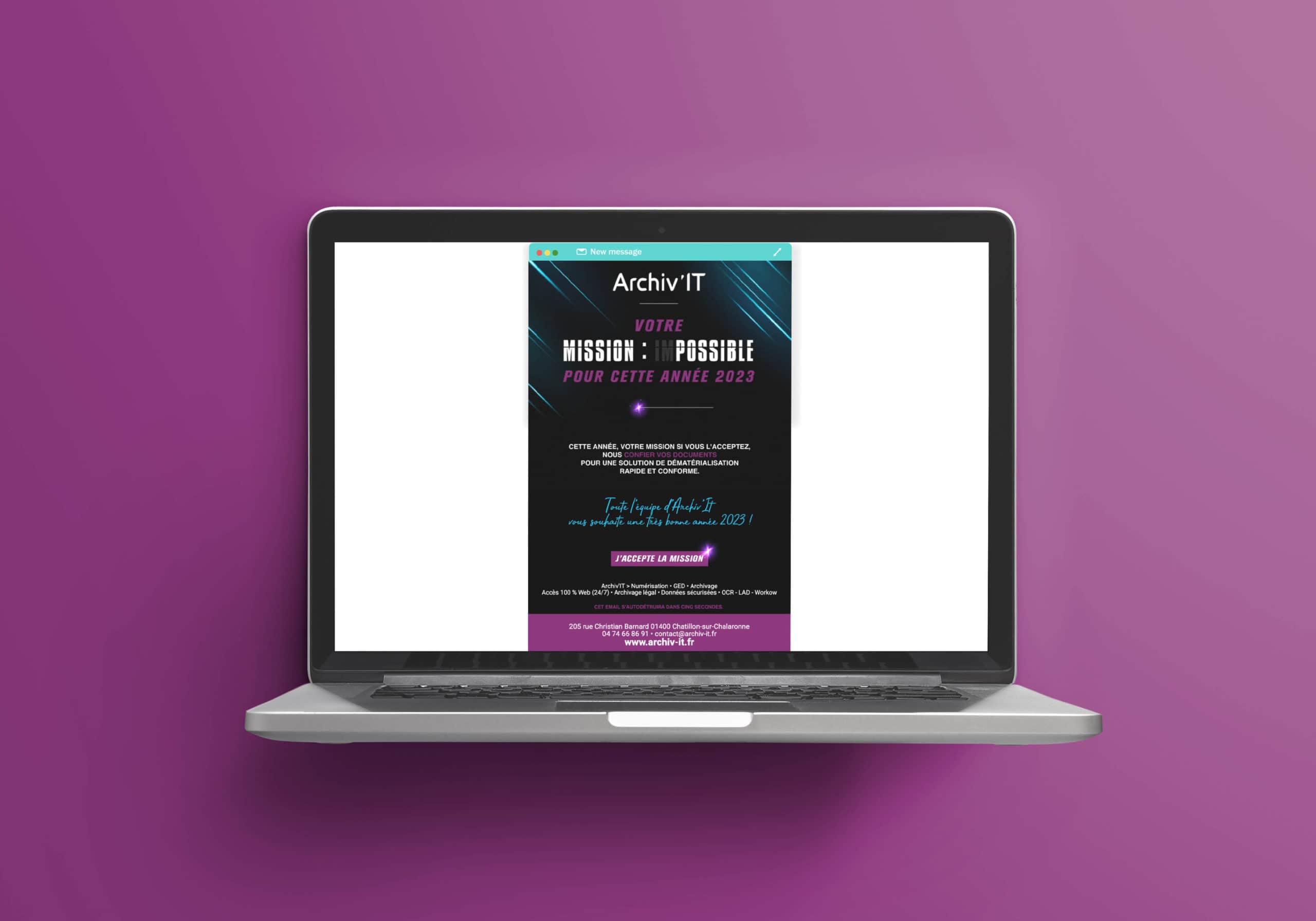 Présentation sur écran de l'e-mailing Archiv'IT